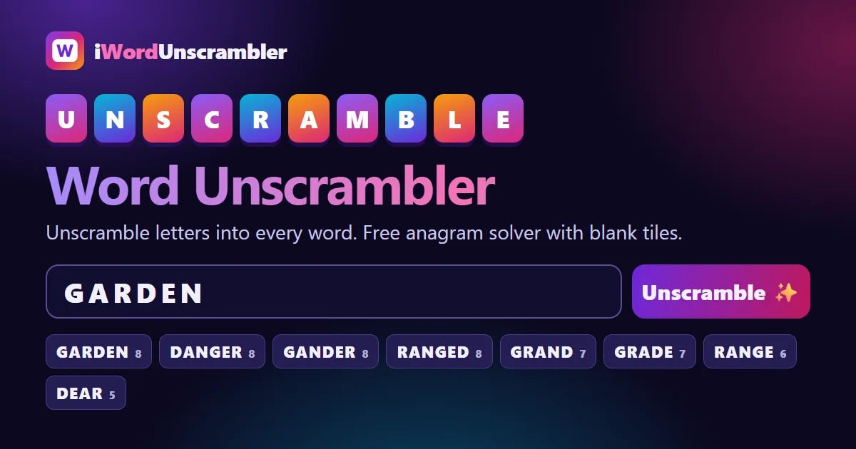 Product screenshot of i Word Unscrambler — Developer Tools