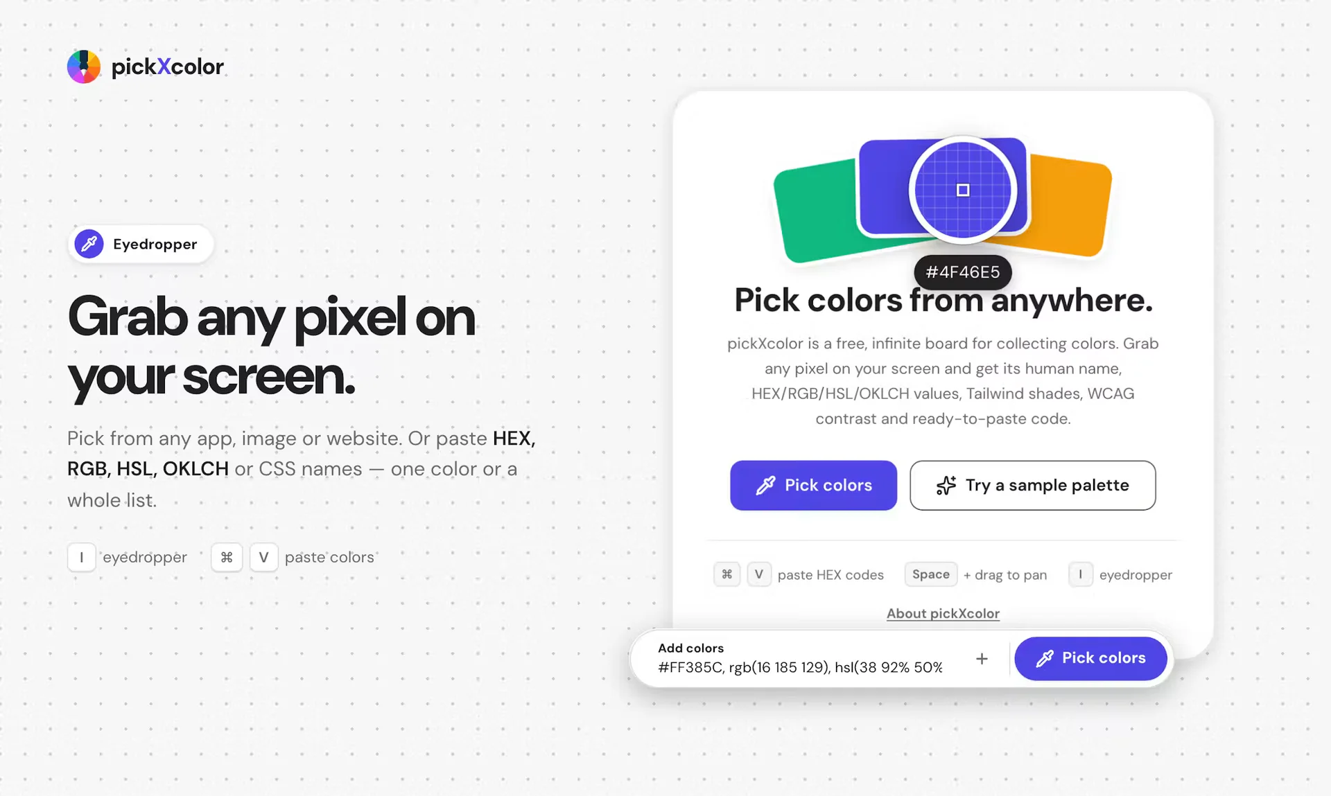 Product screenshot of PickXColor — Design Tools