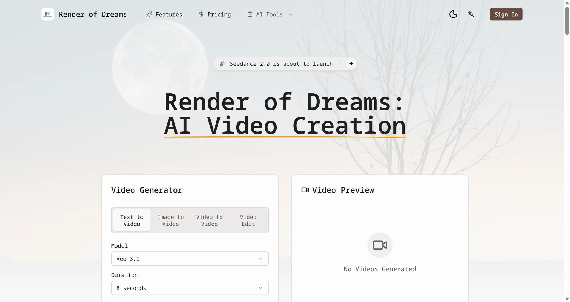 Product screenshot of Render of Dreams — Video Tools