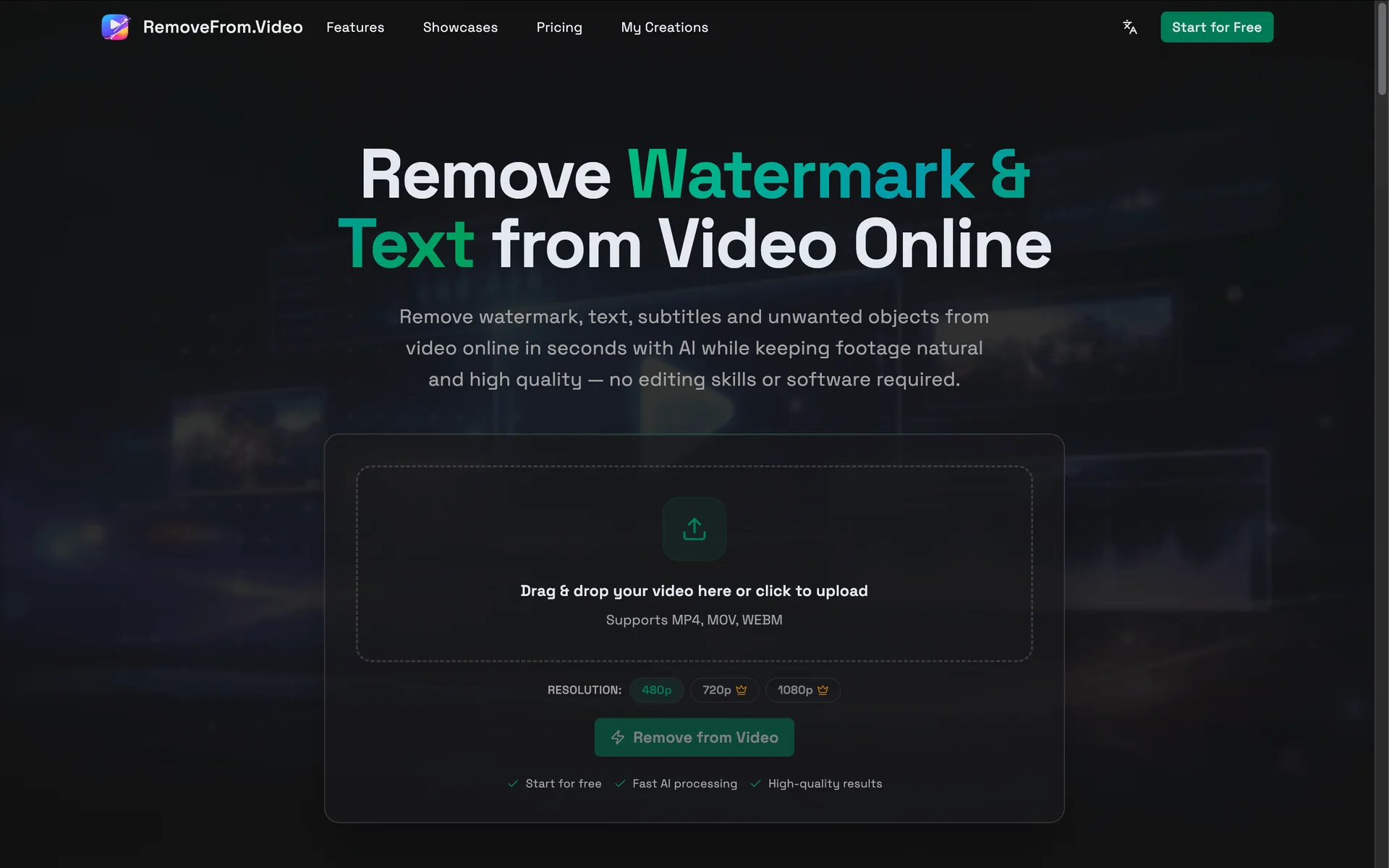 Product screenshot of RemoveFrom.Video — AI Tools
