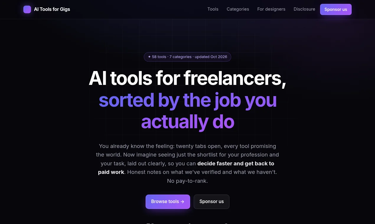 Product screenshot of AI Tools for Gigs — Freelancer Tools