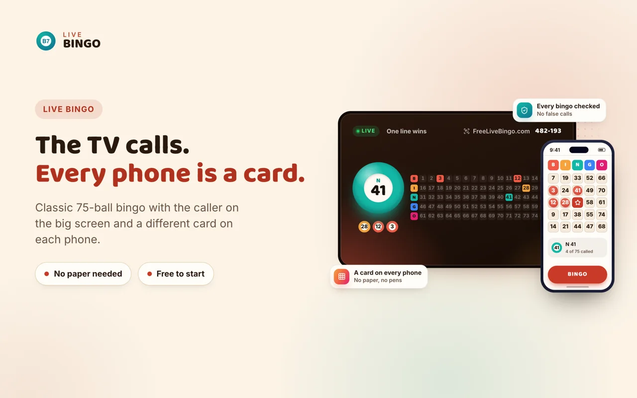 Product screenshot of LiveBingo — Community Tools