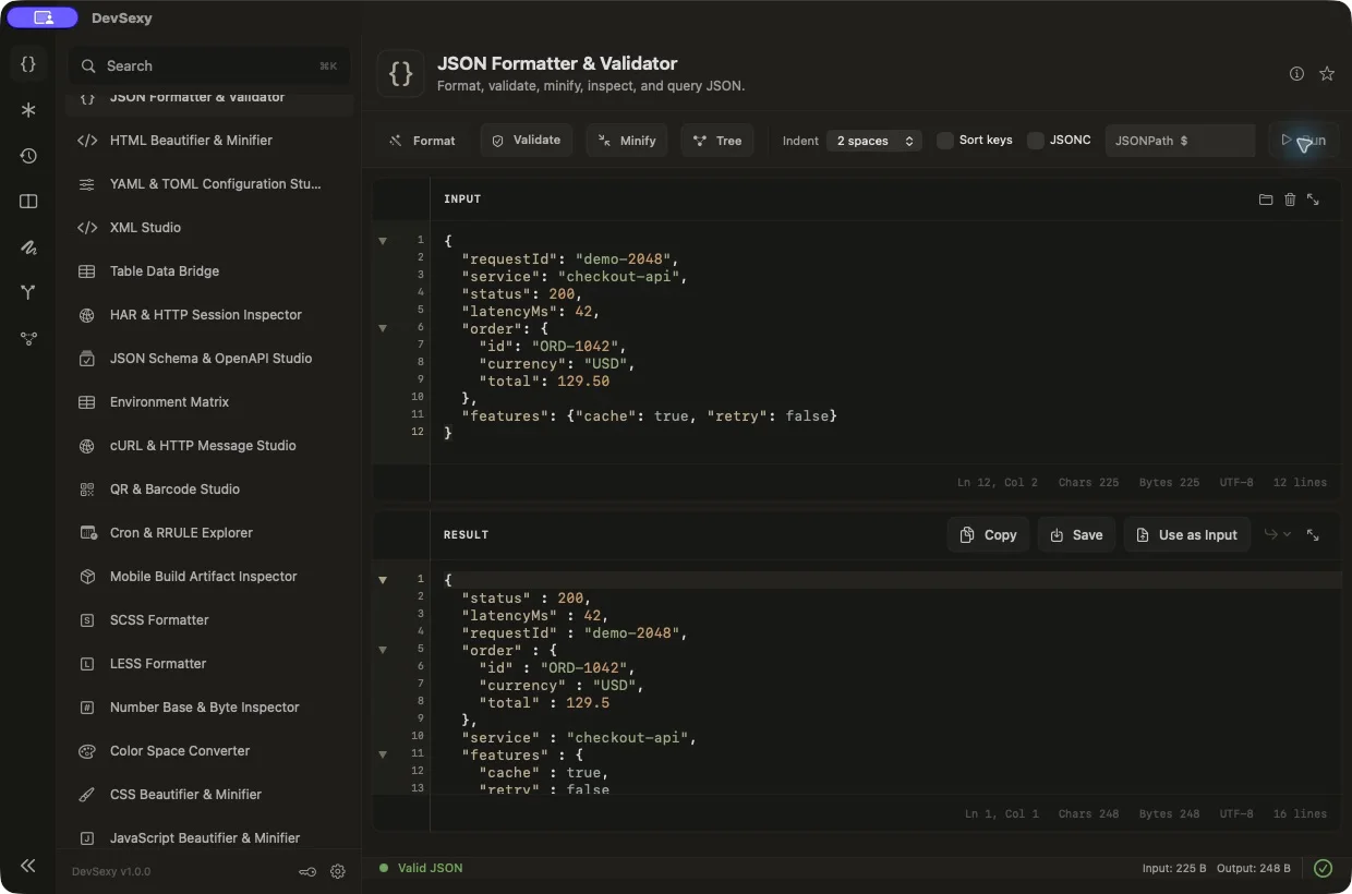 Product screenshot of DevSexy — Developer Tools