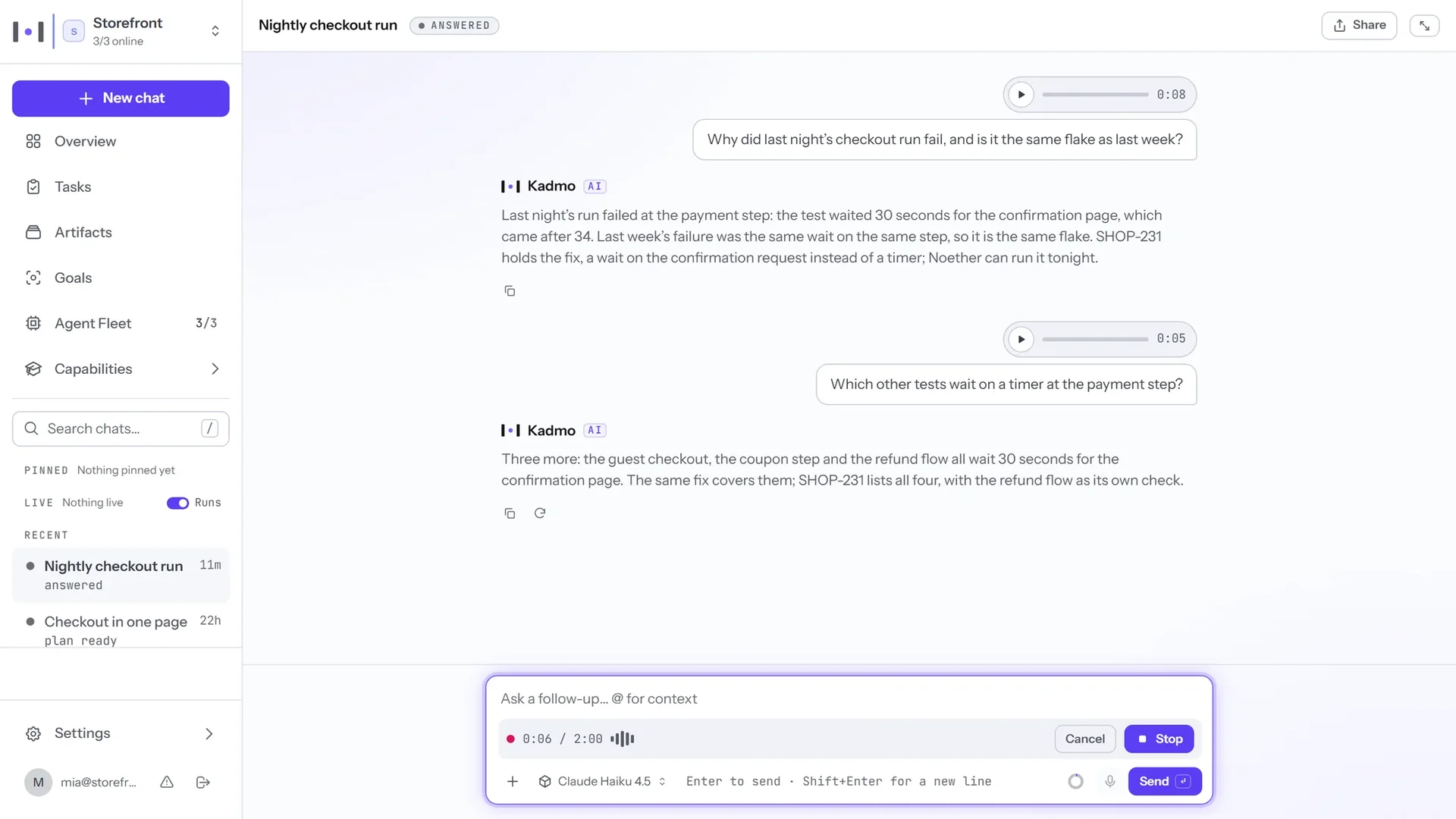 Product screenshot of Kadmo — AI Agent Tools