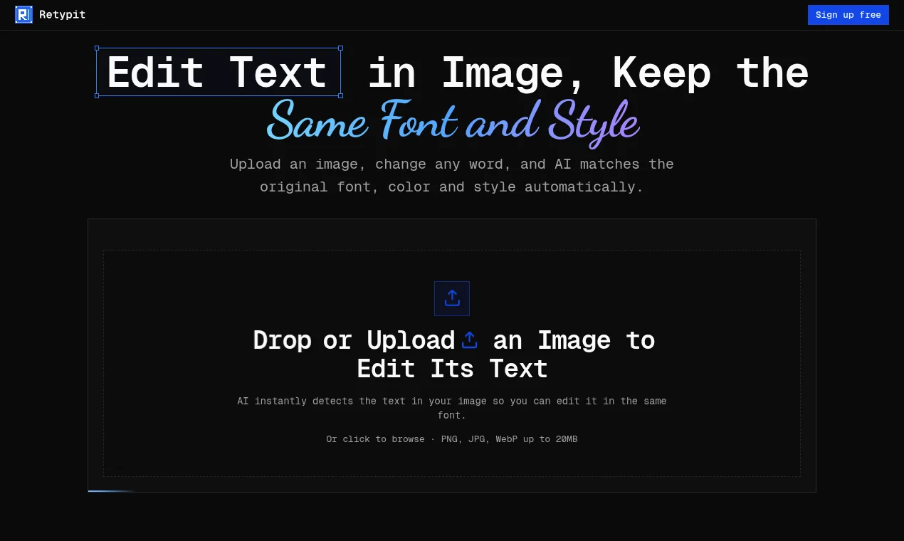 Product screenshot of Retypit — Design Tools