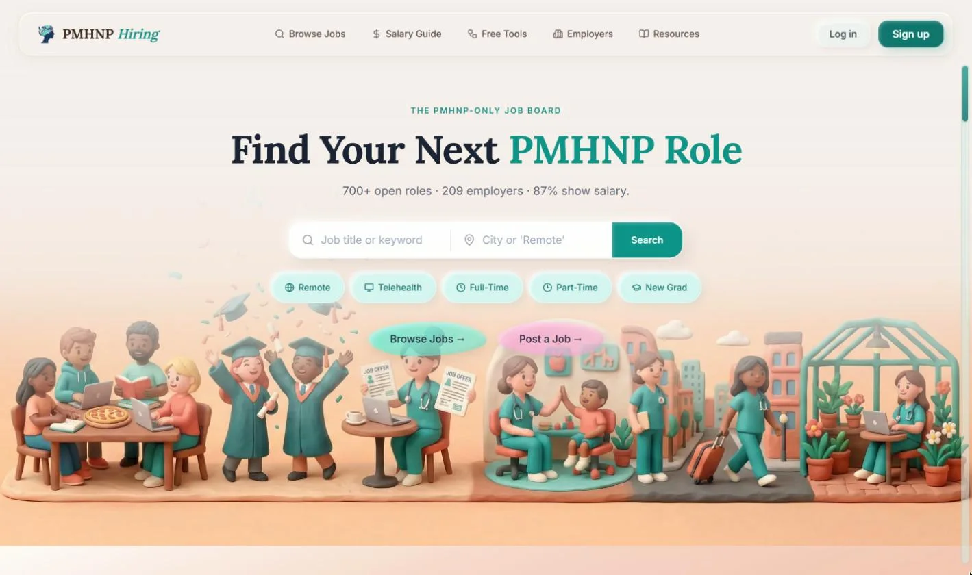 Product screenshot of PMHNP Hiring — Remote Work Tools