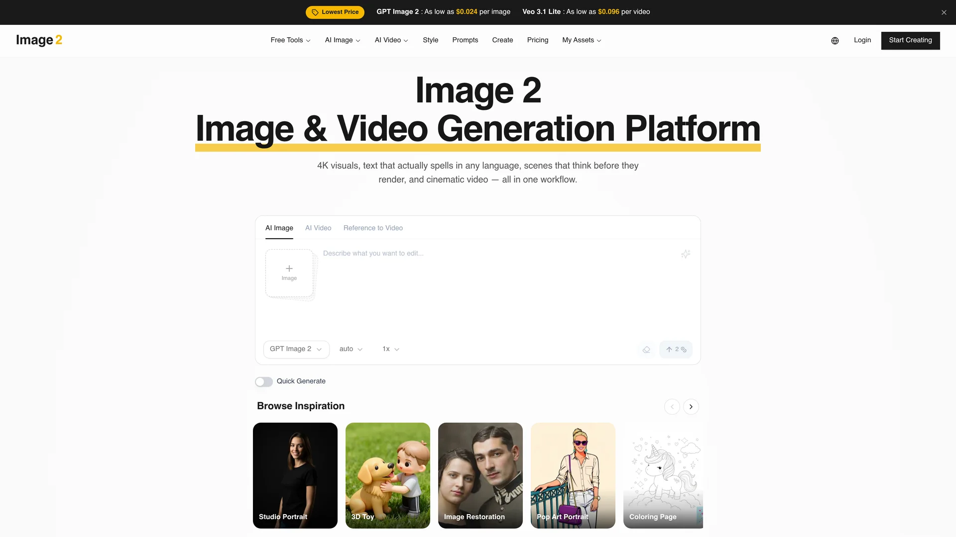 Product screenshot of Image 2 - Free Advanced GPT Image 2 Generator — AI Video Generator