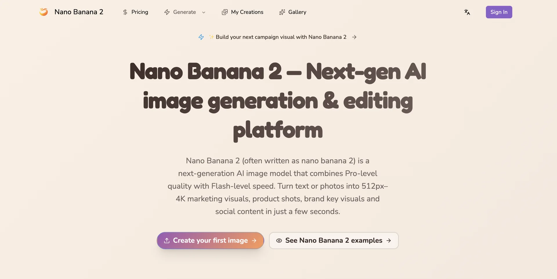 Product screenshot of Nano Banana 2 — AI Tools