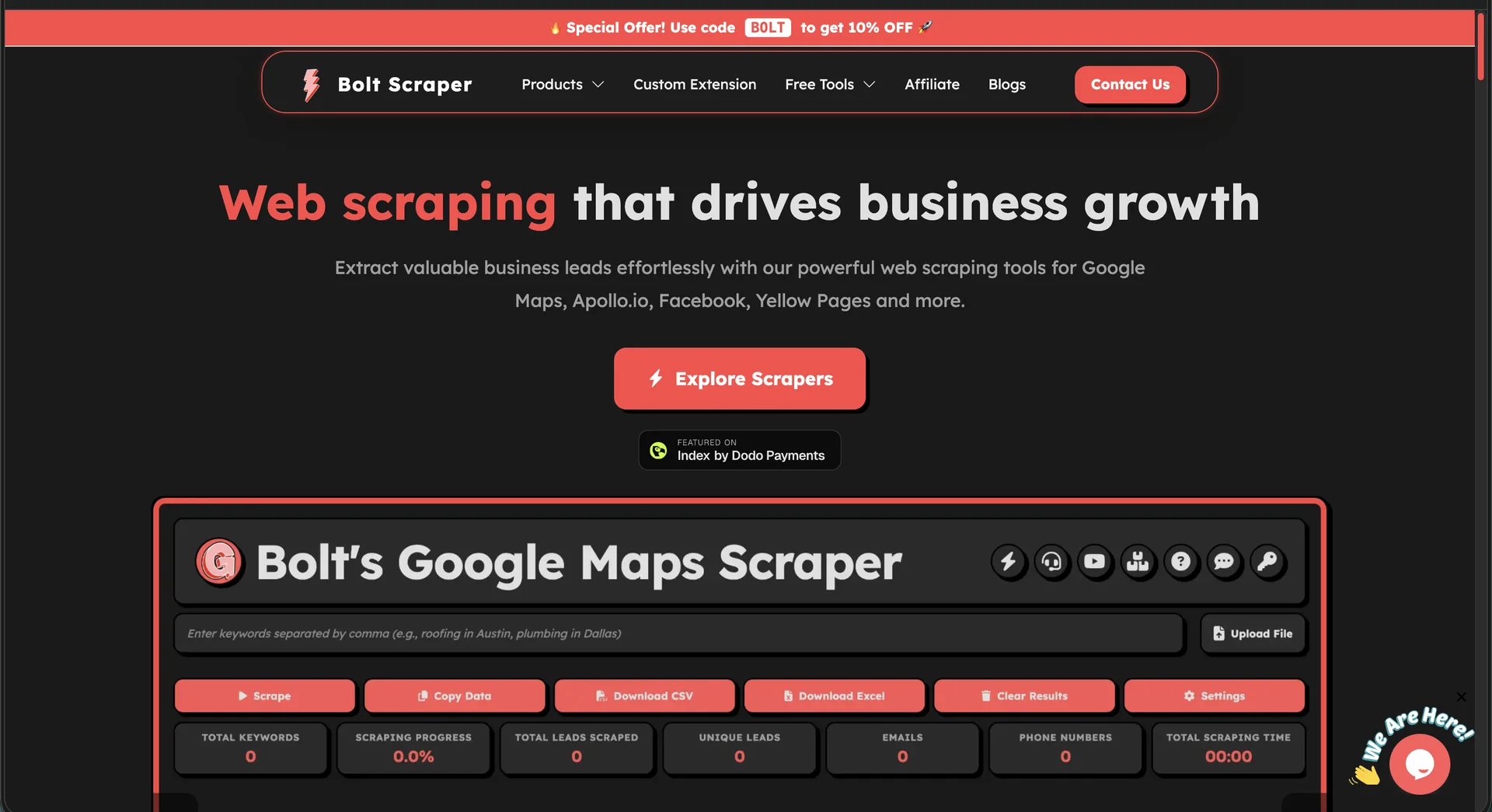 Product screenshot of Bolt Scraper — Marketing Tools