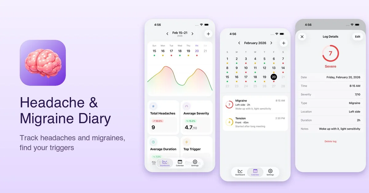 Product screenshot of Headache & Migraine Diary — iOS Apps