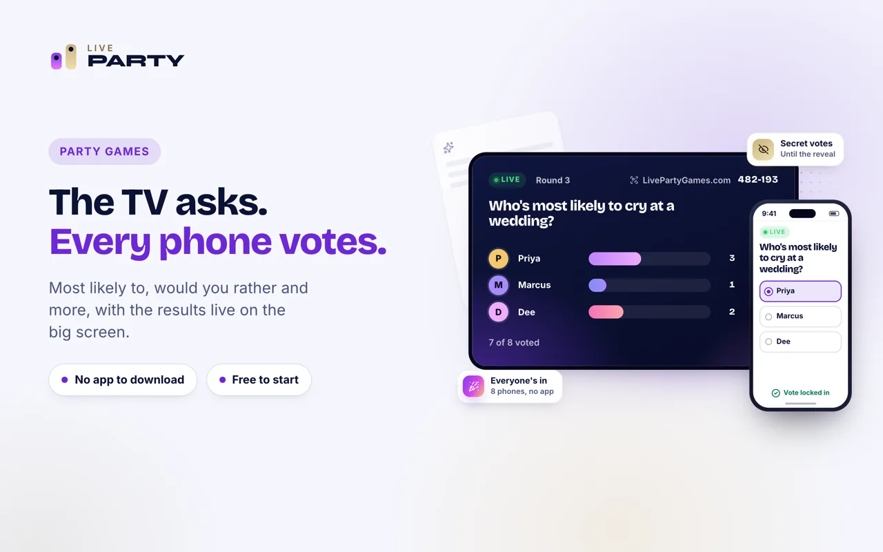 Product screenshot of LivePartyGames — Community Tools