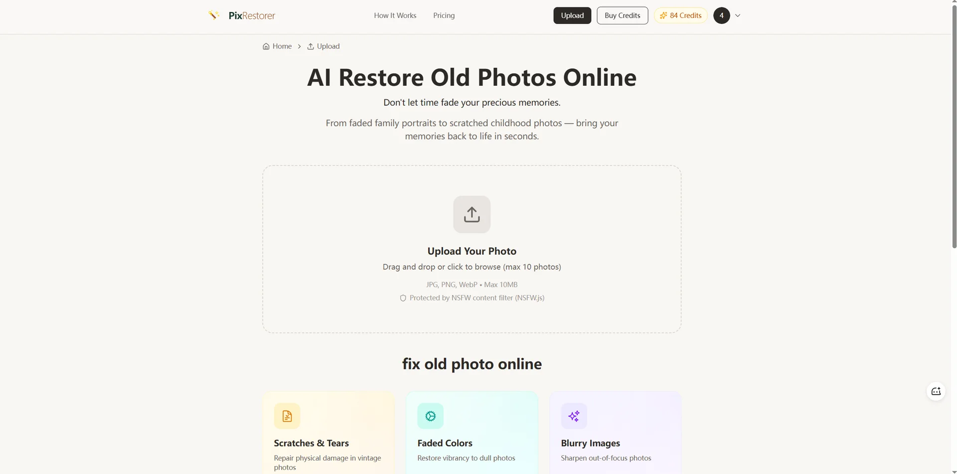 Product screenshot of PixRestorer — AI Tools